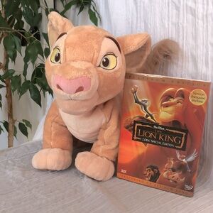 DISNEYs LION KING Nala LG stuffed plush toy 14" & LION KING 2 discs DVDs